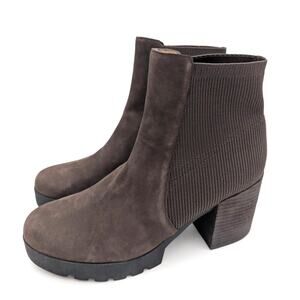 Eileen Fisher Farrah Ankle Suede Bootie Women's Chocolate Size US8.5 EU39